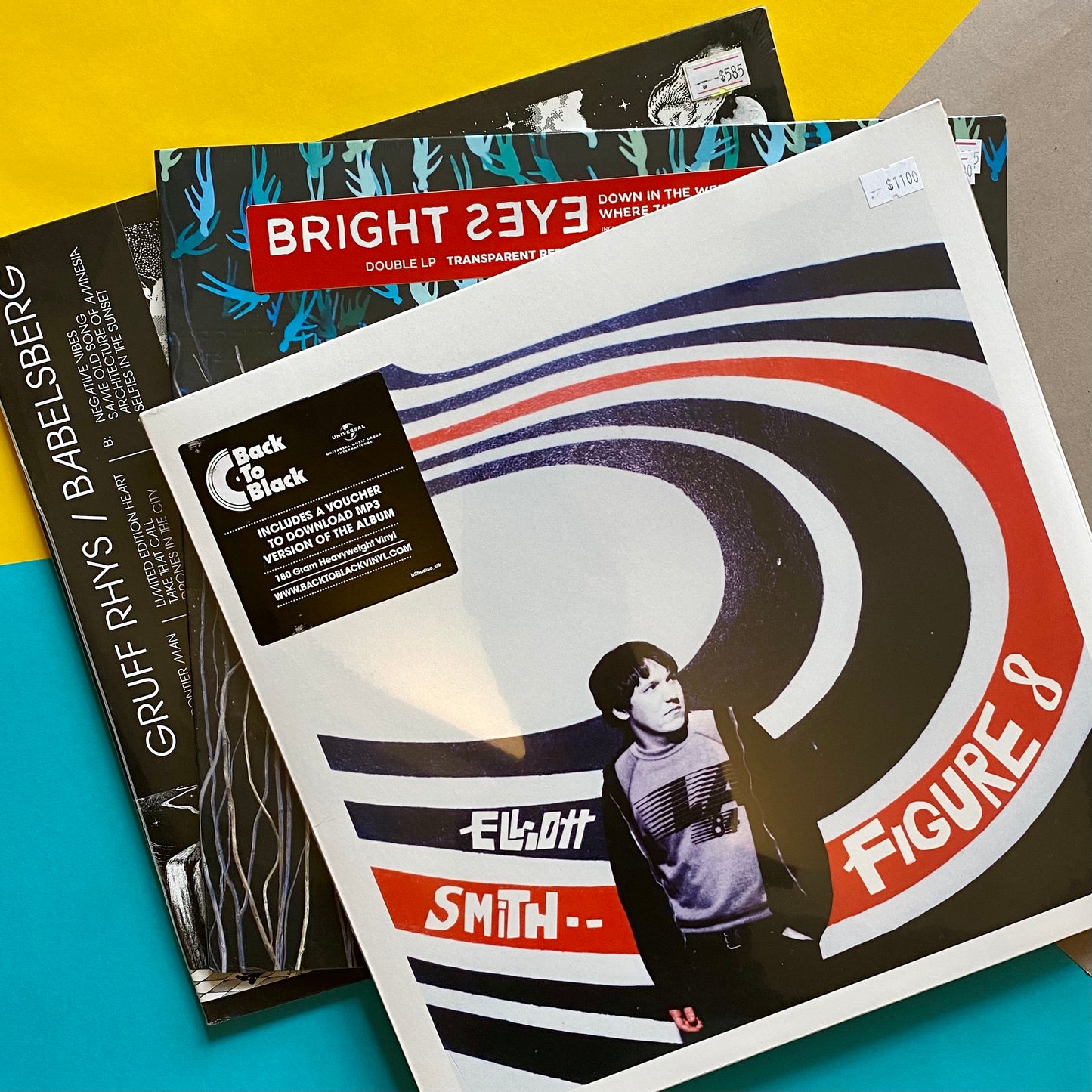 SAD BASTARD PACK: Bright Eyes - Down in the Weeds, Where the World Once Was (color)  + Gruff Rhys - Babelsberg  + Elliot Smith - Figure 8