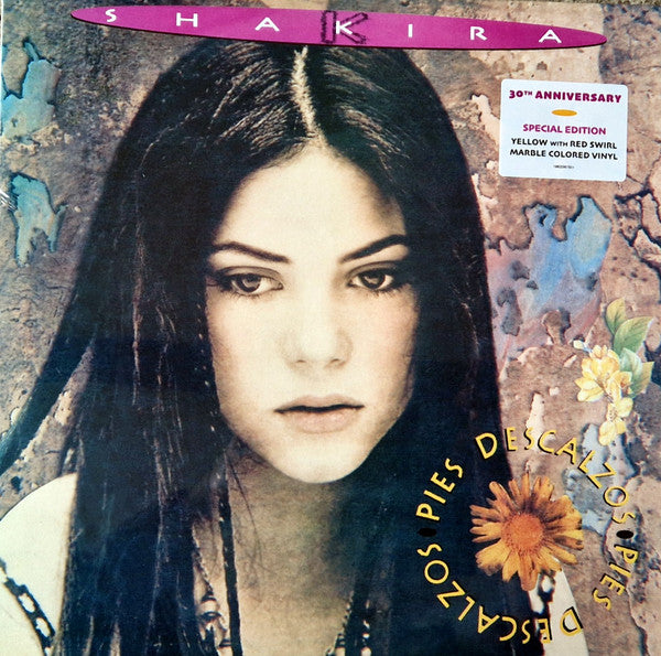 Shakira - Pies Descalzos (30th Anniversary, Yellow with Red Swirl Marble Colored Vinyl)
