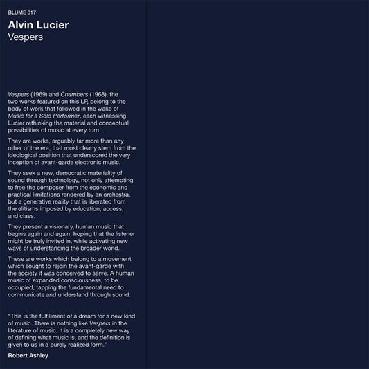 Alvin Lucier - Vespers
